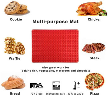WALFOS Food Grade Pyramid Bakeware Тиган Незалепваща силиконова подложка за печене Лесен метод за фурна Тава за печене Лист Кухненски инструменти