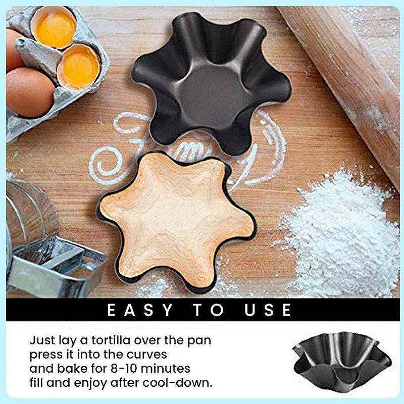 6/8 Žiedlapio formos Anglies plieno kepimo dubuo Nelipnus rievėtas keptuvės salotų dubuo Kiaušinio pyrago formelės gėlių kepimo formos Brioche formelės Dropship