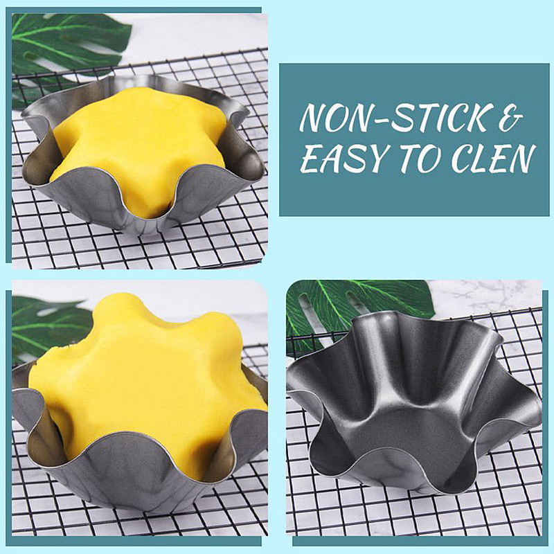 6/8 Žiedlapio formos Anglies plieno kepimo dubuo Nelipnus rievėtas keptuvės salotų dubuo Kiaušinio pyrago formelės gėlių kepimo formos Brioche formelės Dropship