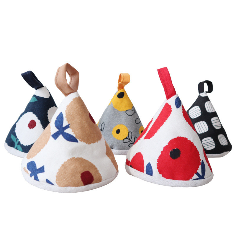 Auduma kokvilna stepēta pretpiedeguma siltumizolācija katla cepures vāks trīsstūris katla cepure kastrolis dzelzs katla poda rokturis