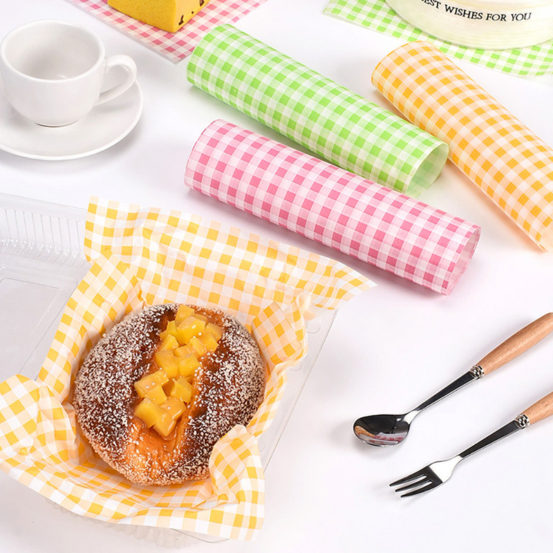 100 db Eldobható olajálló viaszpapír kockás hamburger palacsinta szendvics csomagolópapír élelmiszer minőségű sütőpapír