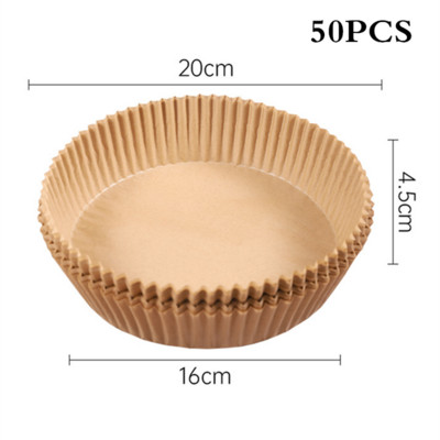50/100 vnt. Oro gruzdintuvė Vienkartinis pergamentinis popierinis įdėklas Aliejui atsparus popierinis padėklas Nelipnus kepimo kilimėlis Oro gruzdintuvės priedai kvadratiniai