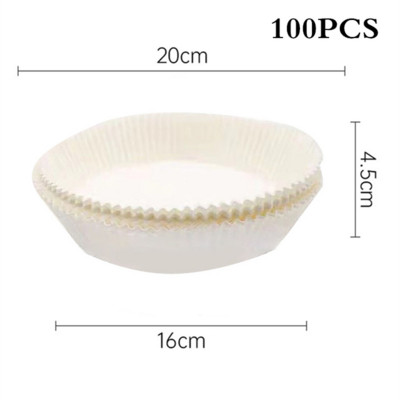 50/100 vnt. Oro gruzdintuvė Vienkartinis pergamentinis popierinis įdėklas Aliejui atsparus popierinis padėklas Nelipnus kepimo kilimėlis Oro gruzdintuvės priedai kvadratiniai