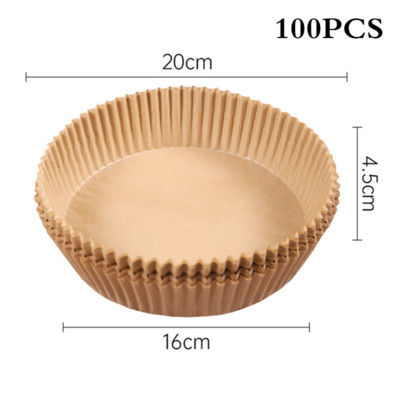 50/100 vnt. Oro gruzdintuvė Vienkartinis pergamentinis popierinis įdėklas Aliejui atsparus popierinis padėklas Nelipnus kepimo kilimėlis Oro gruzdintuvės priedai kvadratiniai