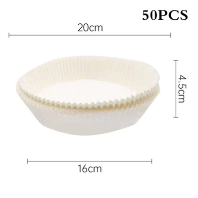 50/100 vnt. Oro gruzdintuvė Vienkartinis pergamentinis popierinis įdėklas Aliejui atsparus popierinis padėklas Nelipnus kepimo kilimėlis Oro gruzdintuvės priedai kvadratiniai