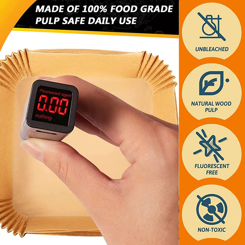 50/100 vnt. Oro gruzdintuvė Vienkartinis pergamentinis popierinis įdėklas Aliejui atsparus popierinis padėklas Nelipnus kepimo kilimėlis Oro gruzdintuvės priedai kvadratiniai