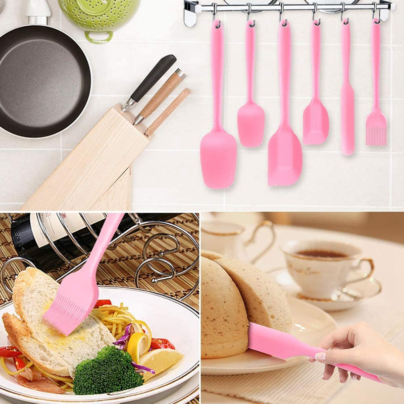 Maisto klasės silikoninės mentelės virtuvės reikmenų rinkinys, skirtas kepimui, karščiui atsparūs guminiai virtuvės reikmenys