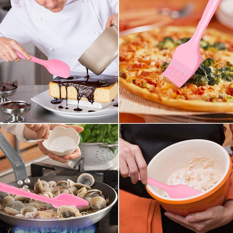 Maisto klasės silikoninės mentelės virtuvės reikmenų rinkinys, skirtas kepimui, karščiui atsparūs guminiai virtuvės reikmenys
