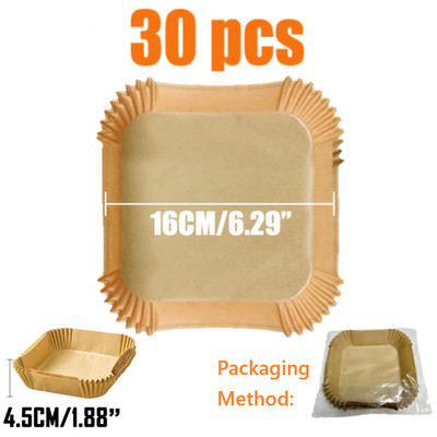 Grils Manga Air Fryer Grila papīrs Papīra oderējums Cepšanas piederumi Vienreizējās lietošanas eļļas necaurlaidīgas veidnes cepšanai Gaisa papīram Ninja Fryer