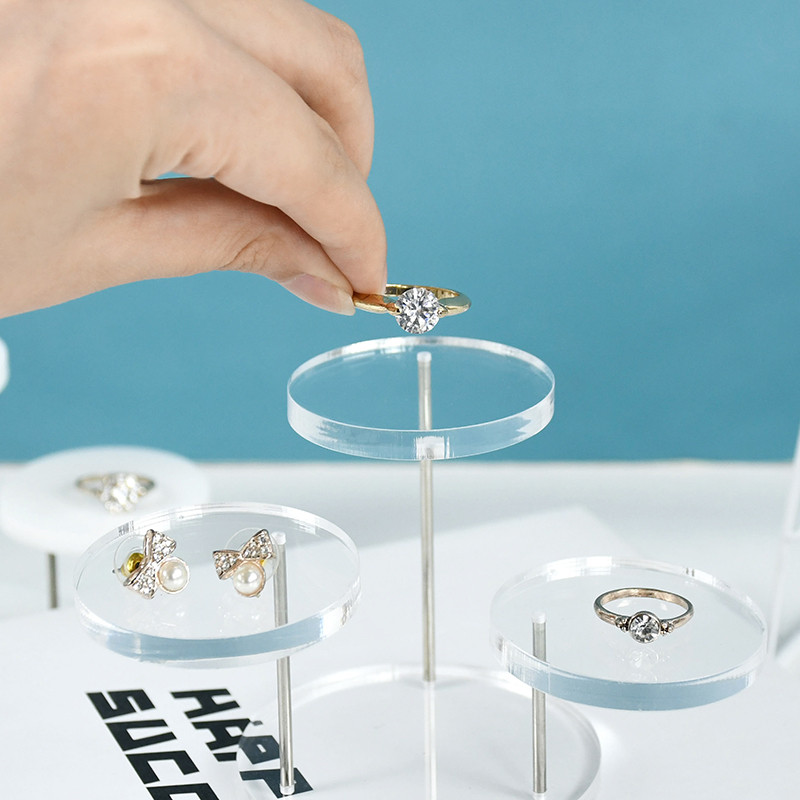 Daudzslāņu akrila gredzenu displeja statīvs auskaru rotaslietu turētājs kūku desertu plaukts kāzu kūku statīvs bērnu dušas dekorēšana