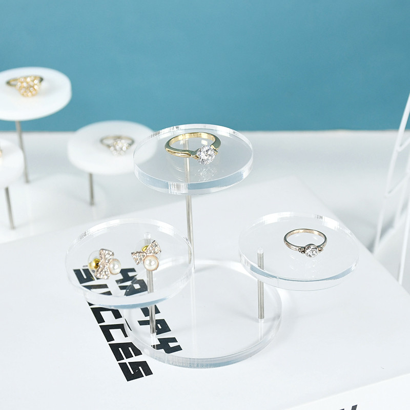 Daudzslāņu akrila gredzenu displeja statīvs auskaru rotaslietu turētājs kūku desertu plaukts kāzu kūku statīvs bērnu dušas dekorēšana