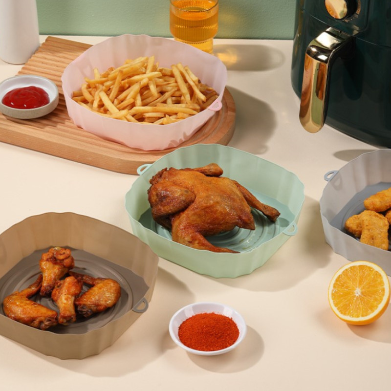 Oro gruzdintuvės silikoninis krepšelis Airfryer orkaitės kepimo silikoninis padėklas Daugkartinis Airfryer puodo įdėklas Forma Pica kepta vištiena DC05