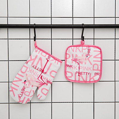 Flamingo raksts virtuves cepeškrāsns cimdu spilventiņš rozā mikroviļņu krāsns pretkarstuma izolācijas paklājiņš BBQ cepšana gatavošanas rīki aksesuāri dekori