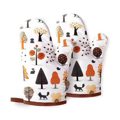 2GB Mikroviļņu krāsns speciāli cepšanas cimdi radošās virtuves neslīdoši augstas temperatūras izturīgi sabiezināti pretpiedeguma cimdi