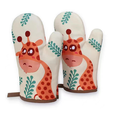 2GB Mikroviļņu krāsns speciāli cepšanas cimdi radošās virtuves neslīdoši augstas temperatūras izturīgi sabiezināti pretpiedeguma cimdi