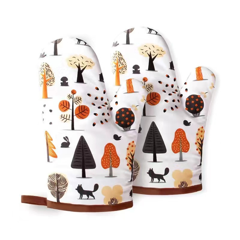 2GB Mikroviļņu krāsns speciāli cepšanas cimdi radošās virtuves neslīdoši augstas temperatūras izturīgi sabiezināti pretpiedeguma cimdi
