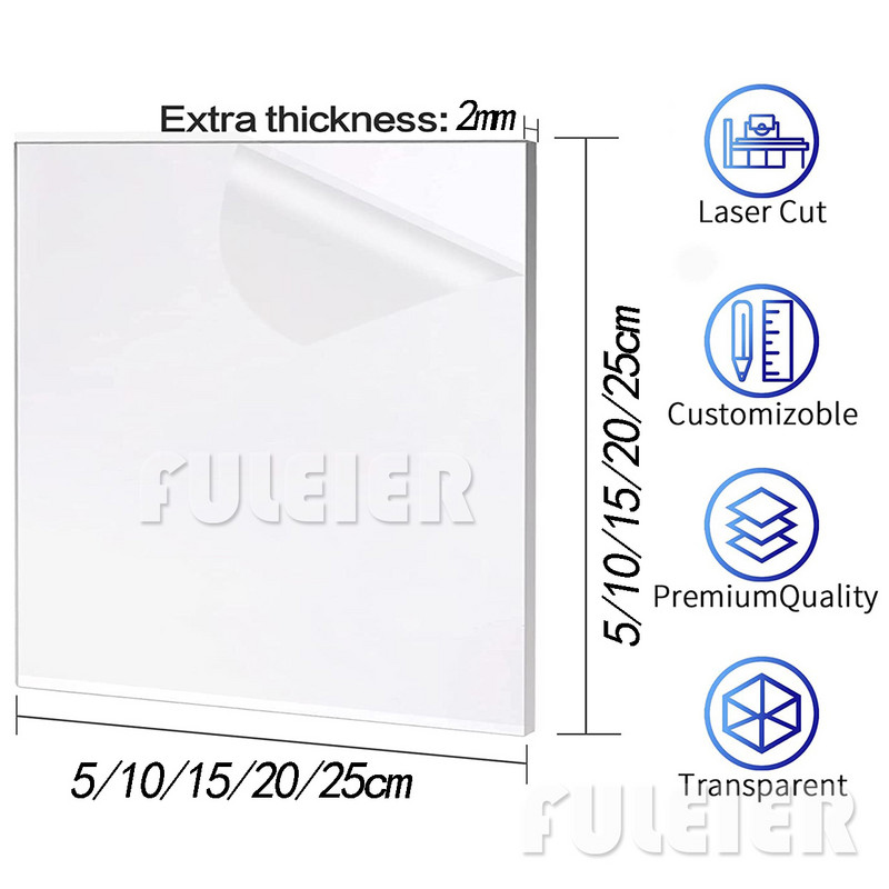 5/10/15/20/25 cm kvadrātveida akrila kūkas disks, DIY Art, tukšs dēlis kūkas rīku paplātes statīvs kūkas augšdaļas dekorēšanas rīks Cepšanas piederumi
