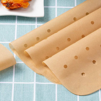 Голям въздушен фритюрник, хартиена подложка за еднократна употреба 23/20/16 см незалепващ въздушен фритюрник, пергамент, специална хартия за печене XXL за 3-10QT кошница за готвене