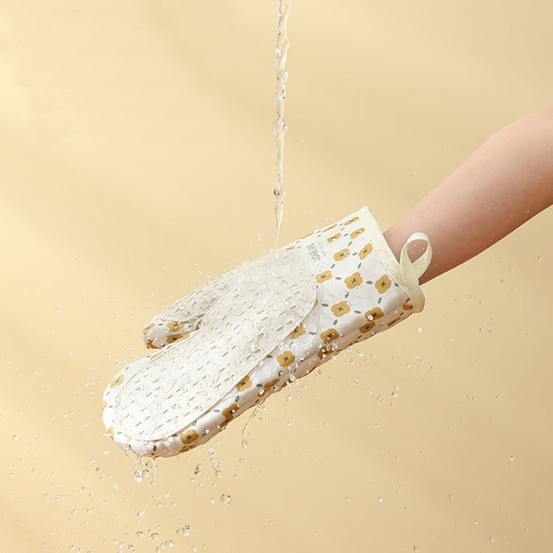 Izolēti pretpiedeguma cimdi Silikona neslīdoši ūdensnecaurlaidīgi sabiezināti virtuves krāsns mikroviļņu krāsnī cepšanai augstas temperatūras izturīgi cimdi