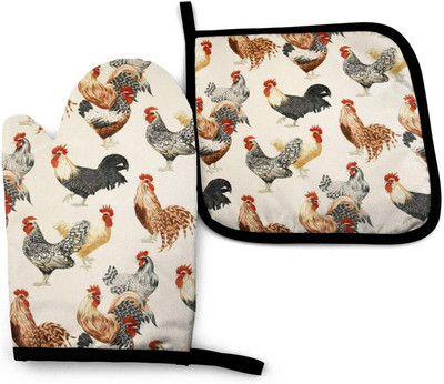 Vistas Gaiļa cepeškrāsns dūraiņi un katlu turētāji Karstumizturīgi cepeškrāsns cimdi Droša gatavošana Cepšana Grilēšana