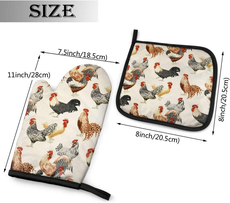 Vistas Gaiļa cepeškrāsns dūraiņi un katlu turētāji Karstumizturīgi cepeškrāsns cimdi Droša gatavošana Cepšana Grilēšana