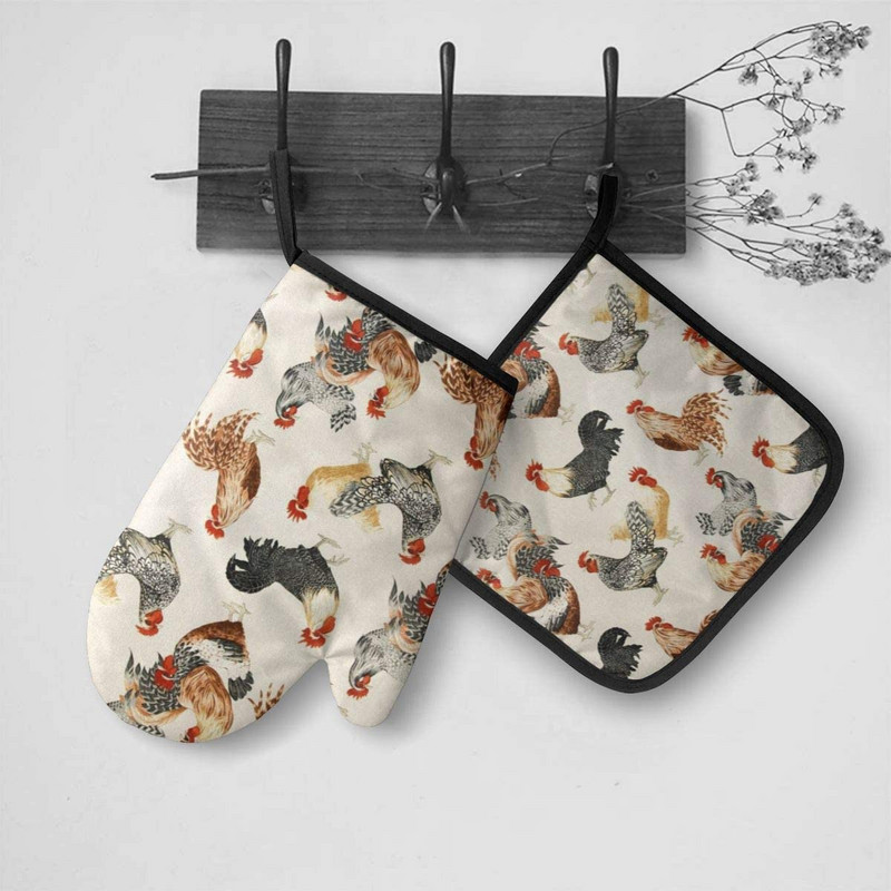 Vistas Gaiļa cepeškrāsns dūraiņi un katlu turētāji Karstumizturīgi cepeškrāsns cimdi Droša gatavošana Cepšana Grilēšana