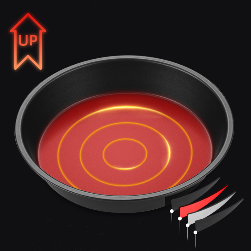 6/7/8 collu nepiedegošas picas cepeškrāsns pannas, biezas, apaļas, kraukšķīgākas cepešpannas, oglekļa tērauda cepšanas panna dziļā traukā Airfryer cepšanas rīkam