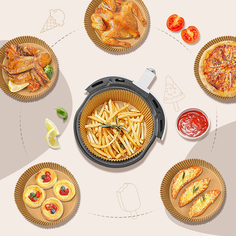 Specialus popierius oro gruzdintuvės kepimui Aliejui atsparus alyvą sugeriantis popierius, skirtas buitinei BBQ lėkštei orkaitei virtuvės keptuvės padas airfrier bakpapier