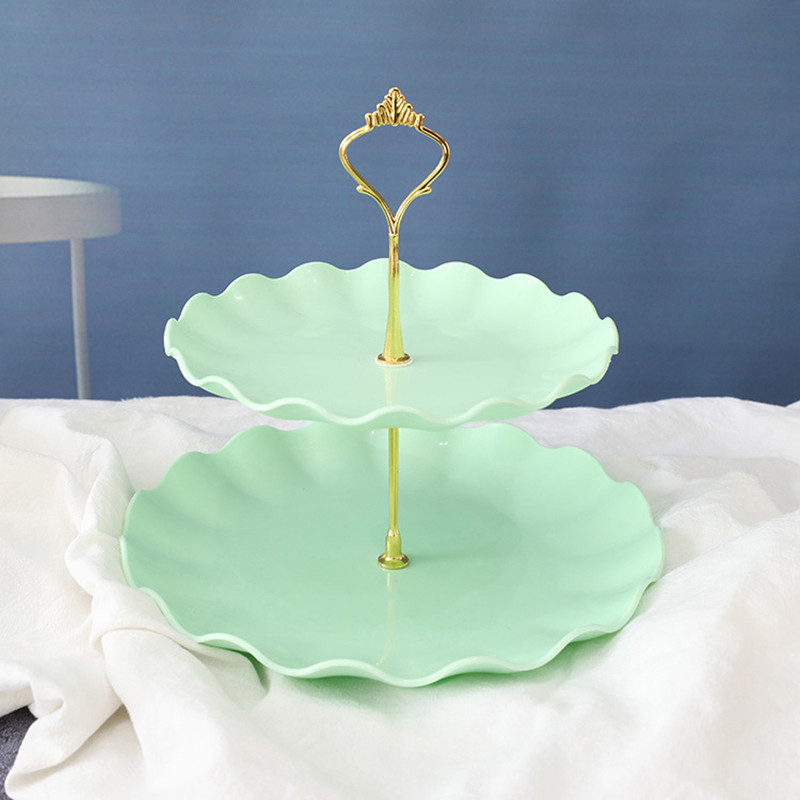 2 pakāpju noņemams kūku statīvs Eiropas stila konditorejas izstrādājumu kūciņu augļu šķīvju deserta turētājs Bērnu dušas kāzu ballītes mājas dekors