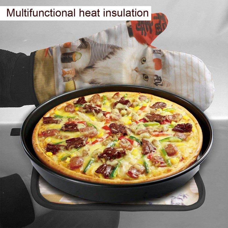 Suši Cat Japāņu jauki, smieklīgi kaķēnu cepeškrāsns dūraiņi un katlu turētāji Karstumizturīgi cepeškrāsns cimdi Droša gatavošana Cepšana Grilēšana