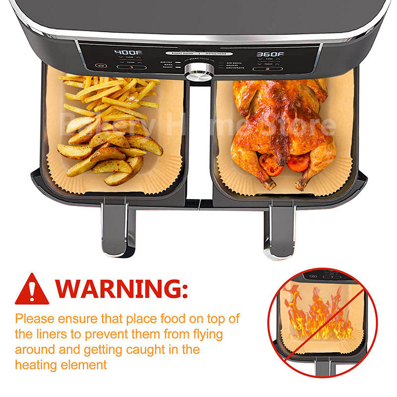 Stačiakampis vienkartinis „Airfryer“ kepimo popieriaus įdėklas, atsparus vandeniui, aliejui, nepridegantis kepimo kilimėlis, skirtas „Ninja Foodi“ oro gruzdintuvės priedams