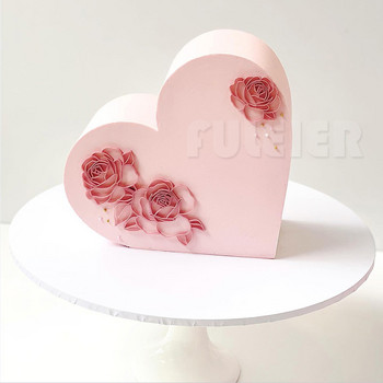 Акрилни дискове за торта във формата на сърце Прозрачни Свети Валентин Празна дъска за изкуство Направи си сам Инструмент за торта Стойка за поднос Инструмент за декорация на торта