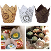 50db Tulipán alakú torta papírpohár tálca Muffin Cupcake Cups Olajálló bélés esküvői születésnapi torta dekorációhoz barkács sütési eszközök