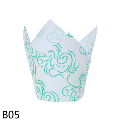 50db Tulipán alakú torta papírpohár tálca Muffin Cupcake Cups Olajálló bélés esküvői születésnapi torta dekorációhoz barkács sütési eszközök
