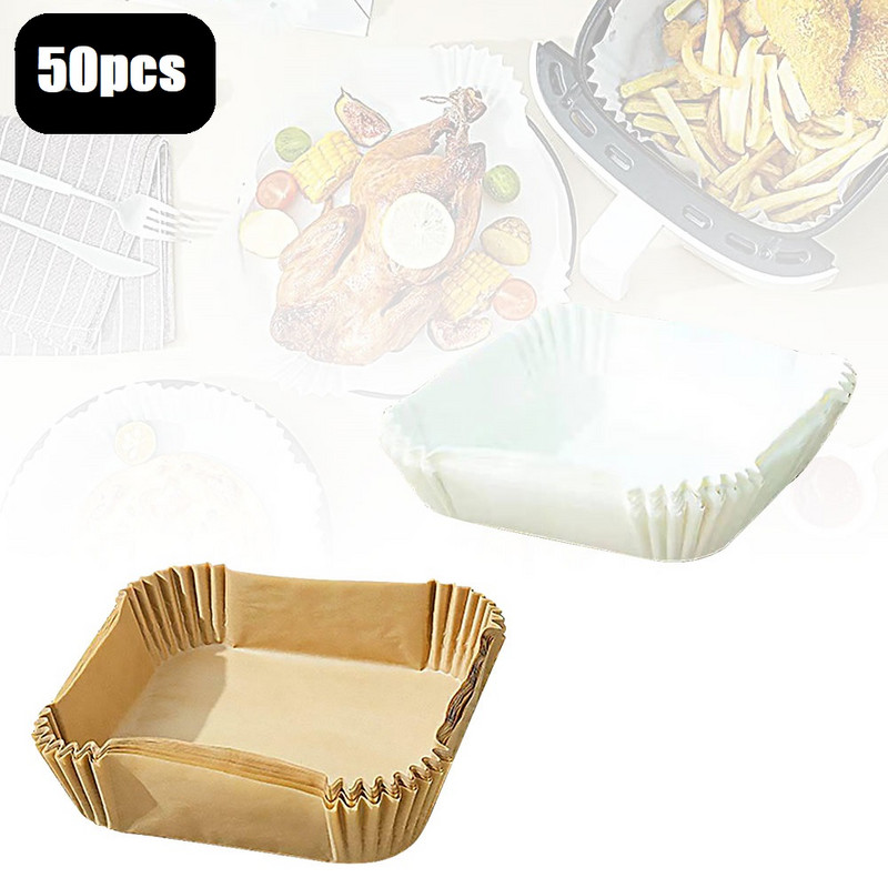 Taisnstūra vienreizējās lietošanas Airfryer cepamā papīra ieliktnis Ūdensnecaurlaidīgs, eļļas necaurlaidīgs, nepiedegošs cepšanas paklājs Ninja Foodi gaisa frier piederumiem