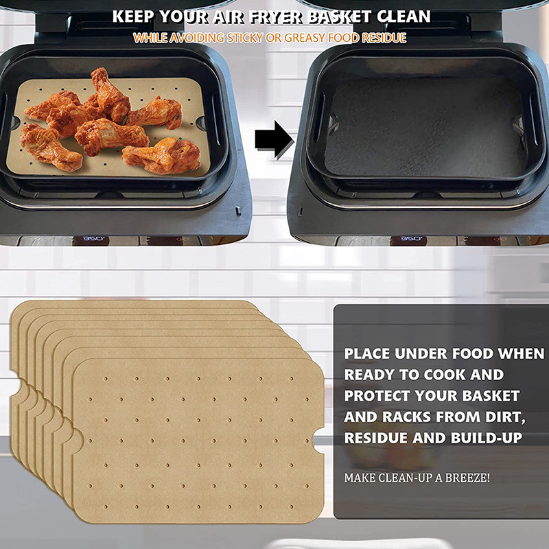 Air Grill Fryerhez Tapadásmentes Manga Air Ninja Liner eldobható grillsütő tartozék Szőnyeg Papír Papír Fritőz levegős sütőpapír