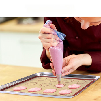 Подложка за печене със силиконови влакна, удебелена, кухненски силикагел, градуирана подложка за месене, подложка за печене на бисквити Макарон