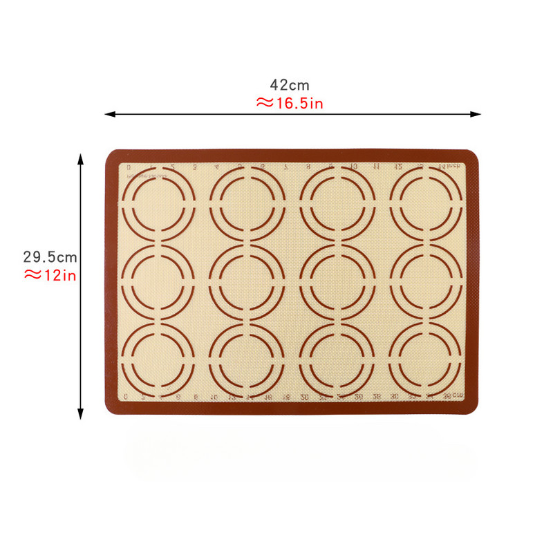 Silikoninio pluošto kepimo padėklas, sutirštintas, virtuvinis silikagelis, graduotas minkymo padas, sausainių Makaron kepimo padas