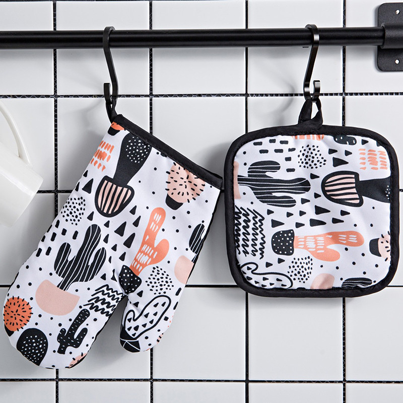 2gab Virtuves katlu turētāji paliktņi un plīts cepeškrāsns cimdi komplekti dūraiņi karstumizturīgi termiski pretkarstoši paņemt karstā katlā gatavošanas cepšanas cimdi