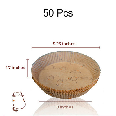 Jauns Air Fryer vienreizējās lietošanas papīra ieliktnis ar kaķa rakstu, nepiedegošs Airfryer pergamenta īpašs papīrs cepšanai 3–8 QT gatavošanas grozam