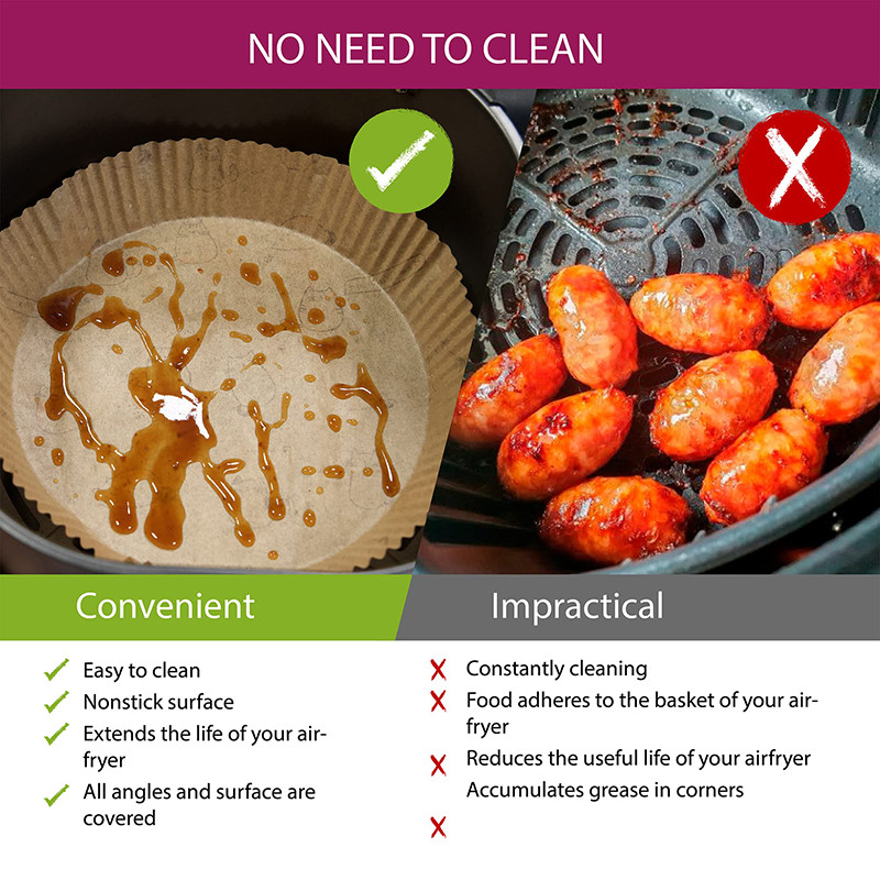 Jauns Air Fryer vienreizējās lietošanas papīra ieliktnis ar kaķa rakstu, nepiedegošs Airfryer pergamenta īpašs papīrs cepšanai 3–8 QT gatavošanas grozam