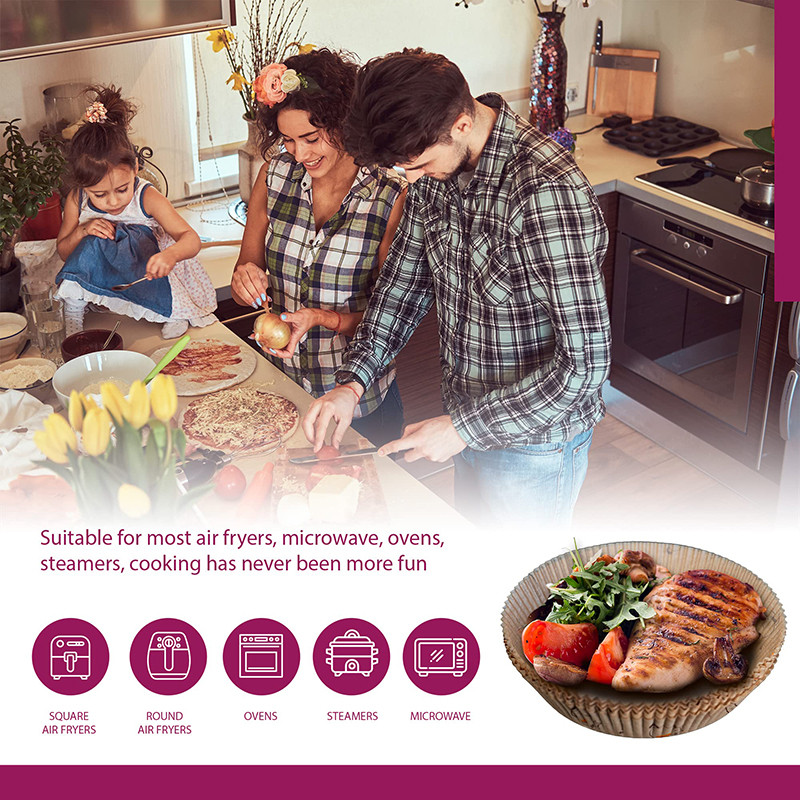 Jauns Air Fryer vienreizējās lietošanas papīra ieliktnis ar kaķa rakstu, nepiedegošs Airfryer pergamenta īpašs papīrs cepšanai 3–8 QT gatavošanas grozam