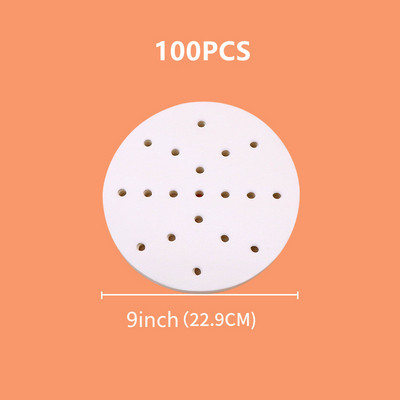 50/100 gab. 7/8/9 collu gaisa cepeškrāsns apaļa gaisa cepeškrāsns papīra ieliktņi Vienreizējās lietošanas cepšanas loksnes perforēts pergamenta papīrs, tvaicēšanas paklājs