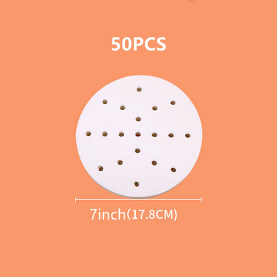 50/100 gab. 7/8/9 collu gaisa cepeškrāsns apaļa gaisa cepeškrāsns papīra ieliktņi Vienreizējās lietošanas cepšanas loksnes perforēts pergamenta papīrs, tvaicēšanas paklājs