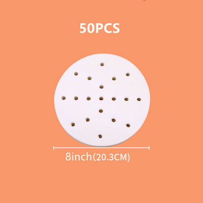 50/100 gab. 7/8/9 collu gaisa cepeškrāsns apaļa gaisa cepeškrāsns papīra ieliktņi Vienreizējās lietošanas cepšanas loksnes perforēts pergamenta papīrs, tvaicēšanas paklājs