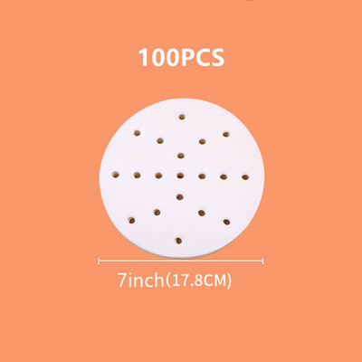 50/100 gab. 7/8/9 collu gaisa cepeškrāsns apaļa gaisa cepeškrāsns papīra ieliktņi Vienreizējās lietošanas cepšanas loksnes perforēts pergamenta papīrs, tvaicēšanas paklājs