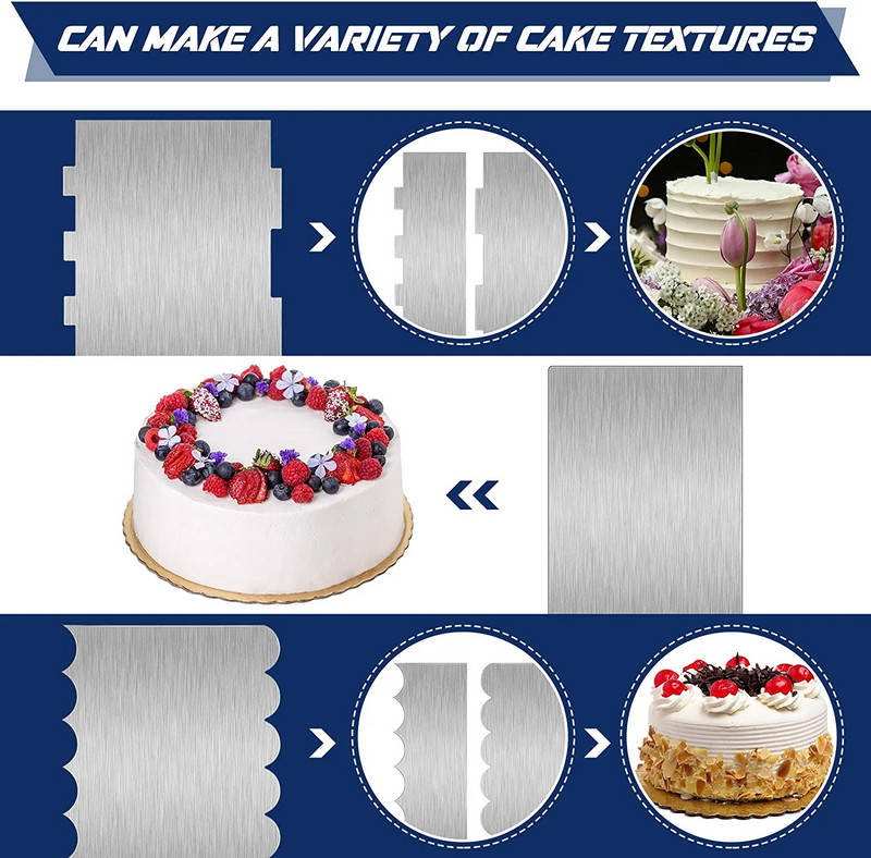 1 komad strugala za kolače od nehrđajućeg čelika dvostrani češalj za slastičarske rubove s uzorkom Glatkiji alati za ukrašavanje kolača za mousse kremu od maslaca