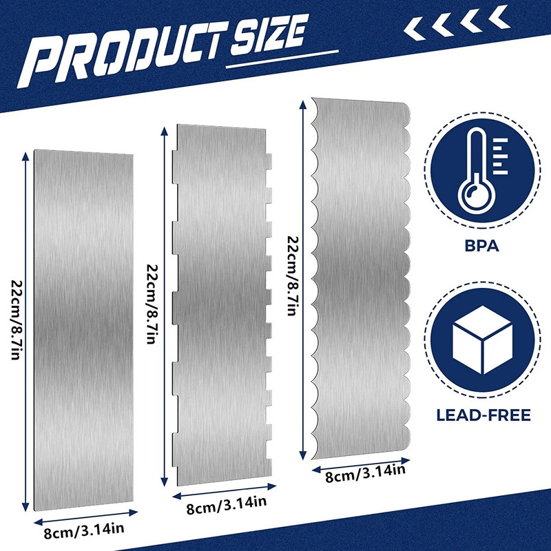 1 komad strugala za kolače od nehrđajućeg čelika dvostrani češalj za slastičarske rubove s uzorkom Glatkiji alati za ukrašavanje kolača za mousse kremu od maslaca