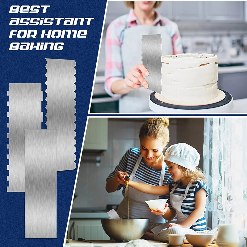 1 komad strugala za kolače od nehrđajućeg čelika dvostrani češalj za slastičarske rubove s uzorkom Glatkiji alati za ukrašavanje kolača za mousse kremu od maslaca