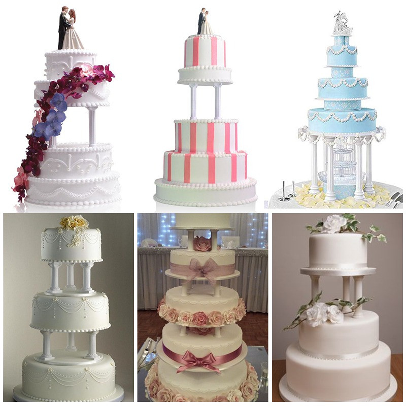 4Pcs/Set Bijeli grčki stupovi Potporni stalak za valentinovo Razdjelnik slojeva torte Dekorativni stalak za svadbene torte Kalup za potporu fondanta